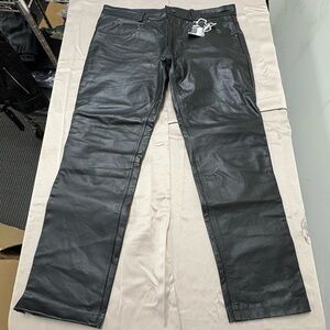 Men's Slim Fit Black Leather Trousers